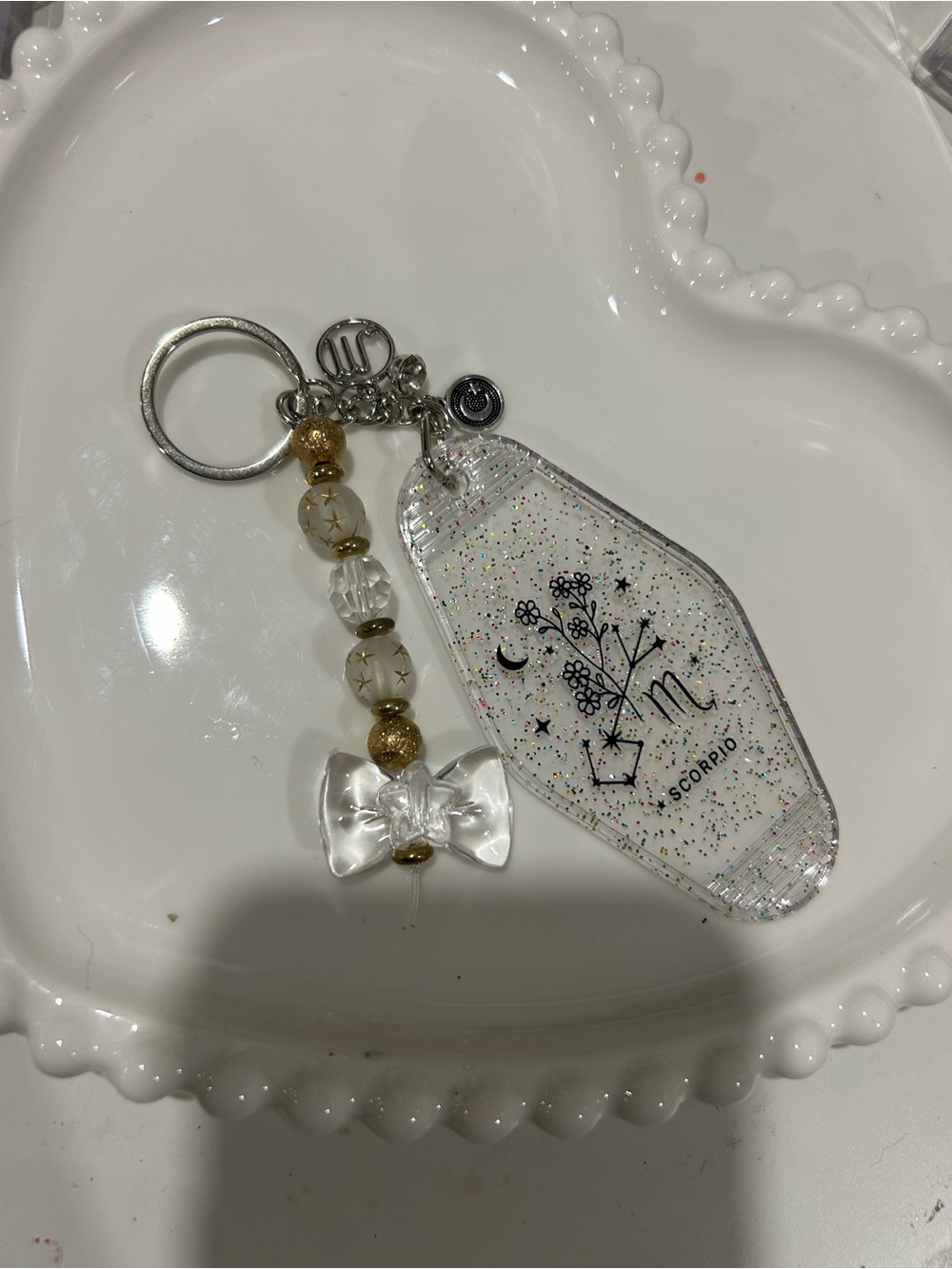 Scorpio Zodiac Sparkle Keychain - Clear & Gold Kids Accessory